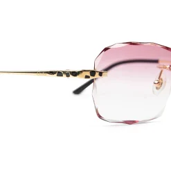 Cartier Eyewear Custom CT0309O-001 Panthère Gold Pink Rimless Sunglasses< Sunglasses