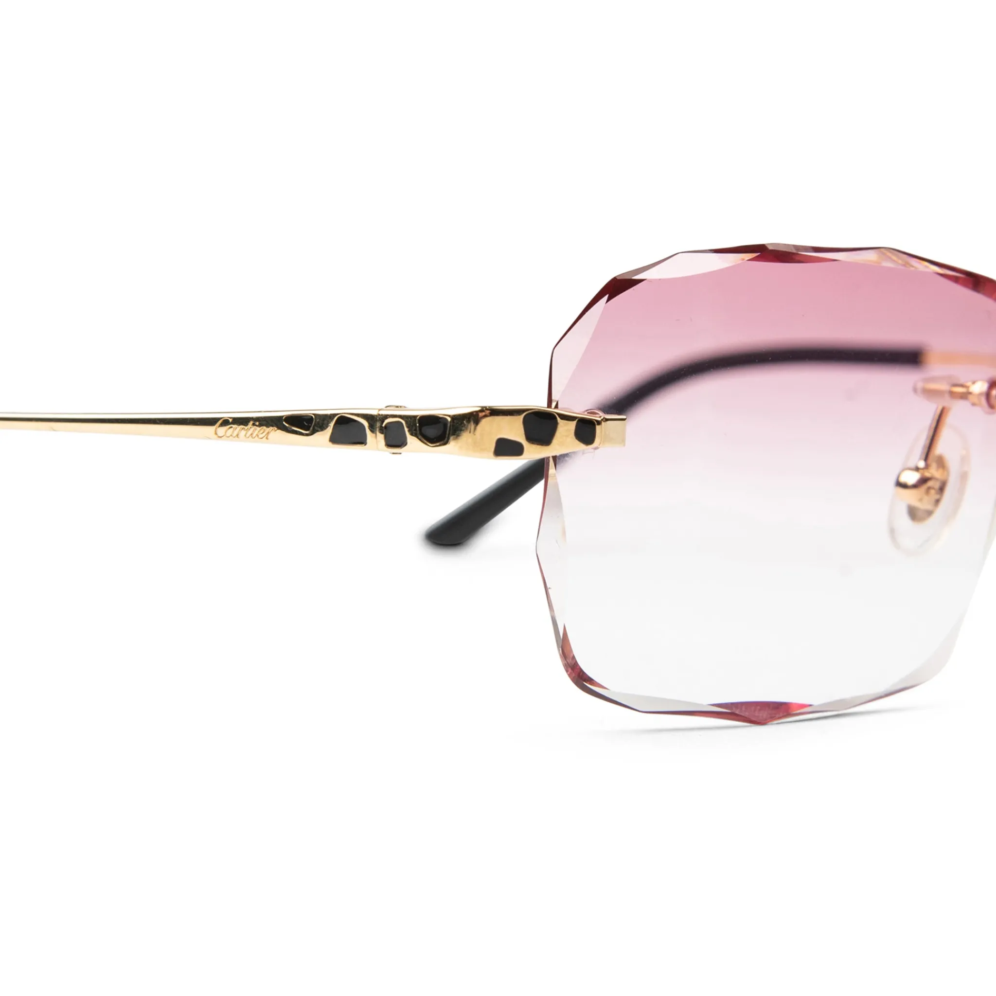 Cartier Eyewear Custom CT0309O-001 Panthère Gold Pink Rimless Sunglasses< Sunglasses