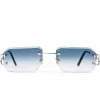 Cartier Eyewear Custom CT0092O-002 C Decor Silver Blue Rimless Sunglasses< Sunglasses