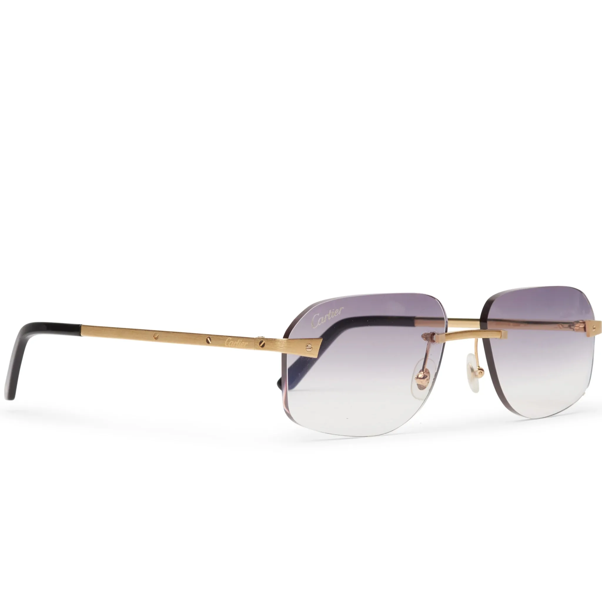 Cartier Eyewear Custom CT0167O-001 Santos De Cartier Rimless Sunglasses< Sunglasses