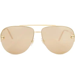 Cartier Eyewear Cartier Panthère De Cartier CT0065S-002 Gold Sunglasses< Sunglasses