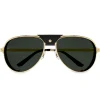 Cartier Eyewear Cartier Santos De Cartier CT0296S-001 Black Gold Sunglasses< Sunglasses