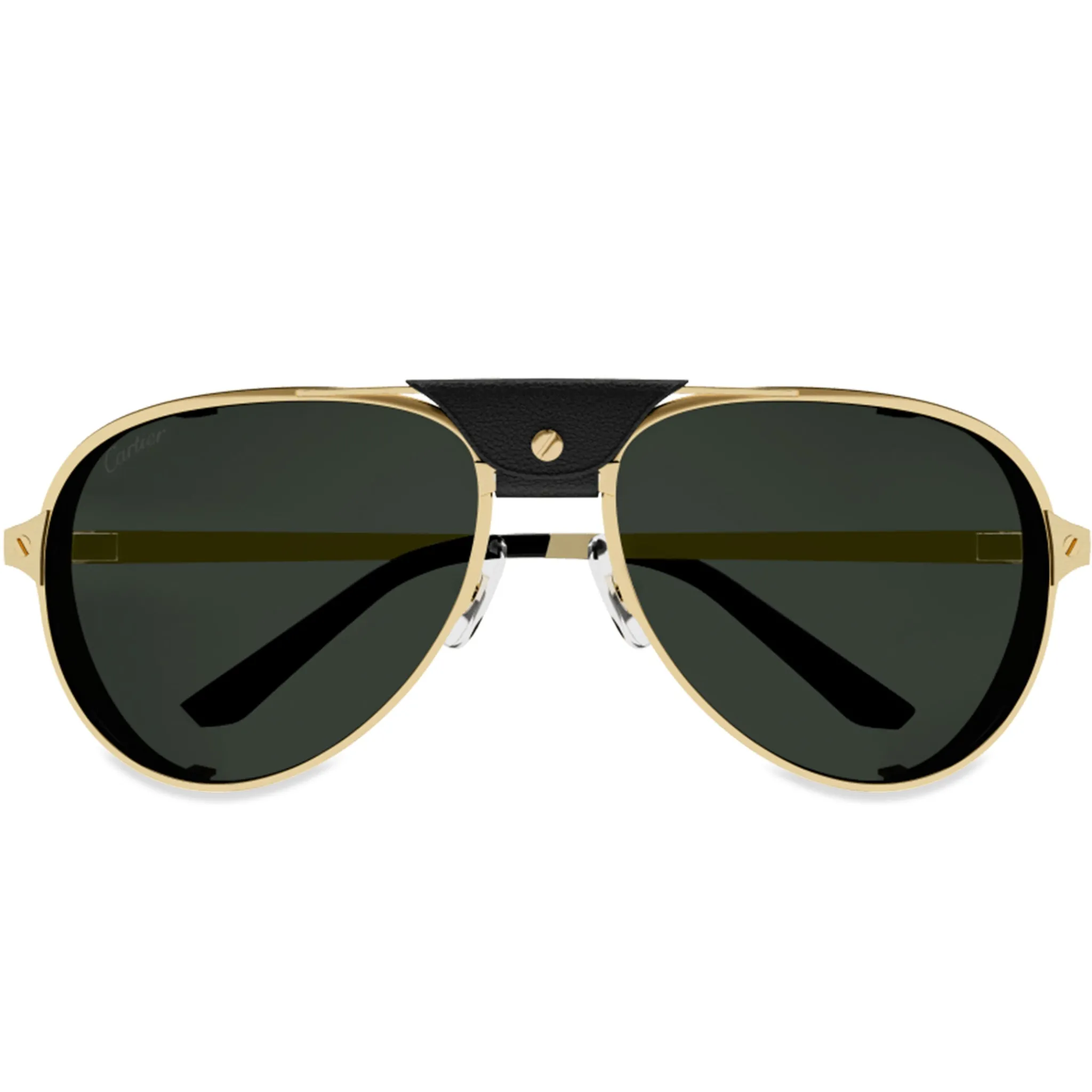 Cartier Eyewear Cartier Santos De Cartier CT0296S-001 Black Gold Sunglasses< Sunglasses