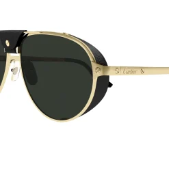 Cartier Eyewear Cartier Santos De Cartier CT0296S-001 Black Gold Sunglasses< Sunglasses