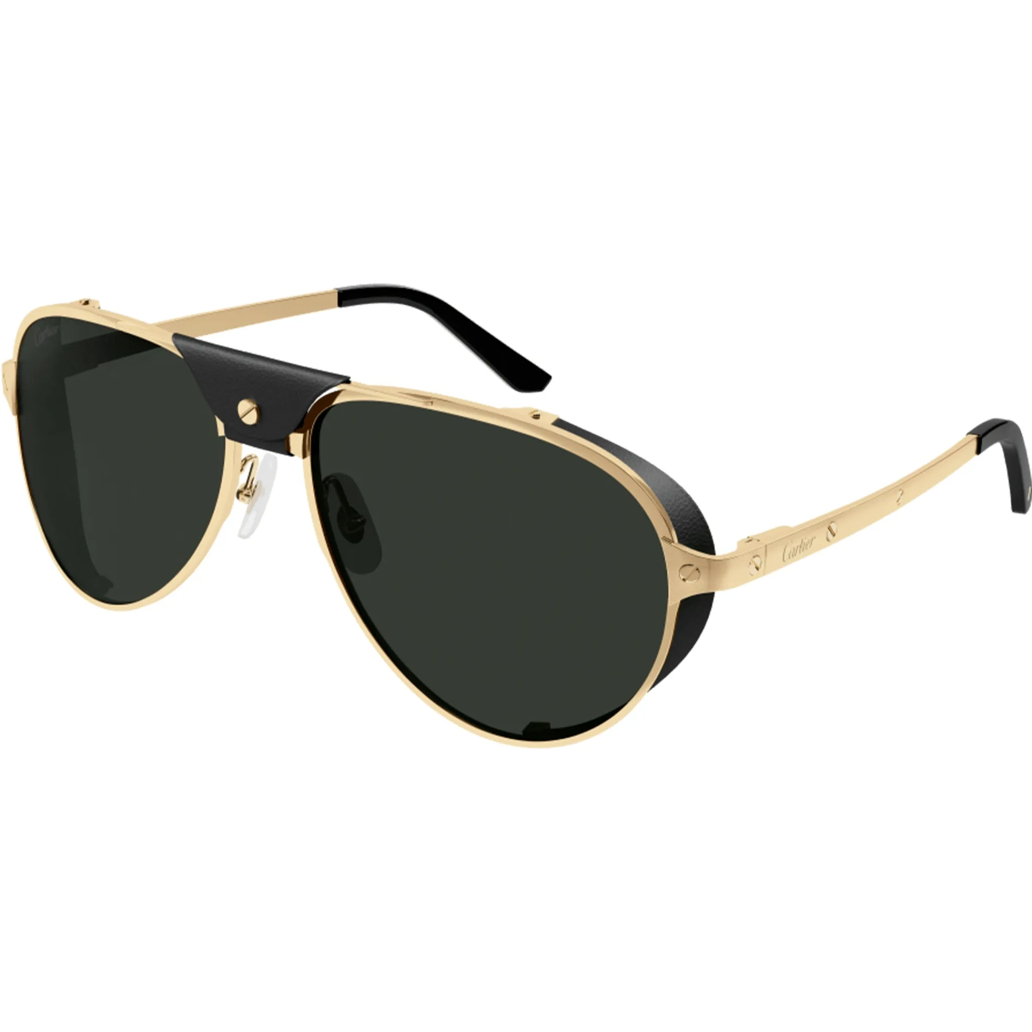 Cartier Eyewear Cartier Santos De Cartier CT0296S-001 Black Gold Sunglasses< Sunglasses