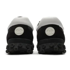 Chanel CC Grey Black White Nylon Calfskin Sneaker - Preloved< Black Trainers|Designer Trainers