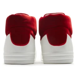 Chanel CC High White Red Velvet Sneaker - Preloved< White Trainers|Designer Trainers