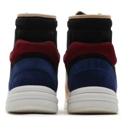 Chanel CC Logo Black Burgundy Blue Beige Suede High Sneaker - Preloved< Designer Trainers