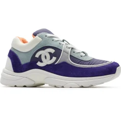 Chanel CC Logo Suede Nylon Purple Blue Sneaker - Preloved< Designer Trainers