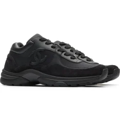 Chanel CC Logo Suede Triple Black Sneaker - Preloved< Black Trainers|Designer Trainers