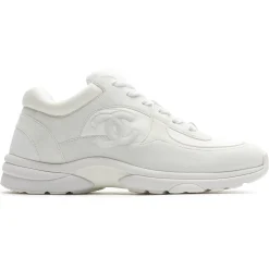 Chanel CC Logo Triple White Nylon Reflective Sneaker - Preloved< White Trainers|Designer Trainers