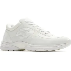 Chanel CC Logo Triple White Nylon Reflective Sneaker - Preloved< White Trainers|Designer Trainers
