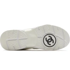 Chanel CC Logo Triple White Nylon Reflective Sneaker - Preloved< White Trainers|Designer Trainers