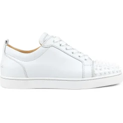 Christian Louboutin Louis Junior Spikes Leather White< White Trainers|Designer Trainers