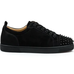 Christian Louboutin Louis Junior Spikes Suede Black< Black Trainers|Designer Trainers