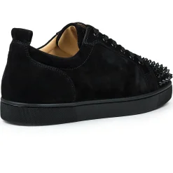 Christian Louboutin Louis Junior Spikes Suede Black< Black Trainers|Designer Trainers