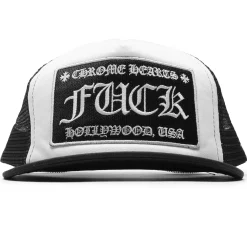 Chrome Hearts Fuck Hollywood White Black Trucker Cap< Hats & Caps