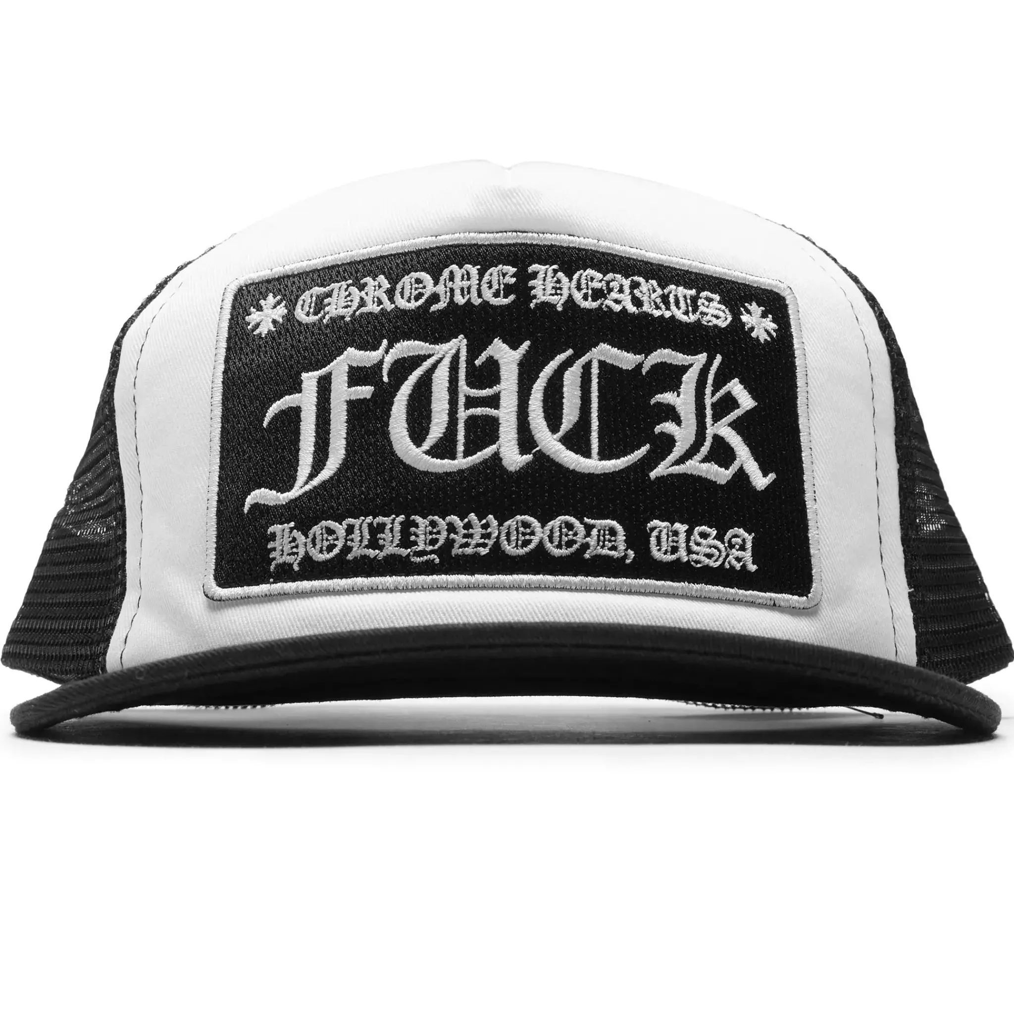 Chrome Hearts Fuck Hollywood White Black Trucker Cap< Hats & Caps