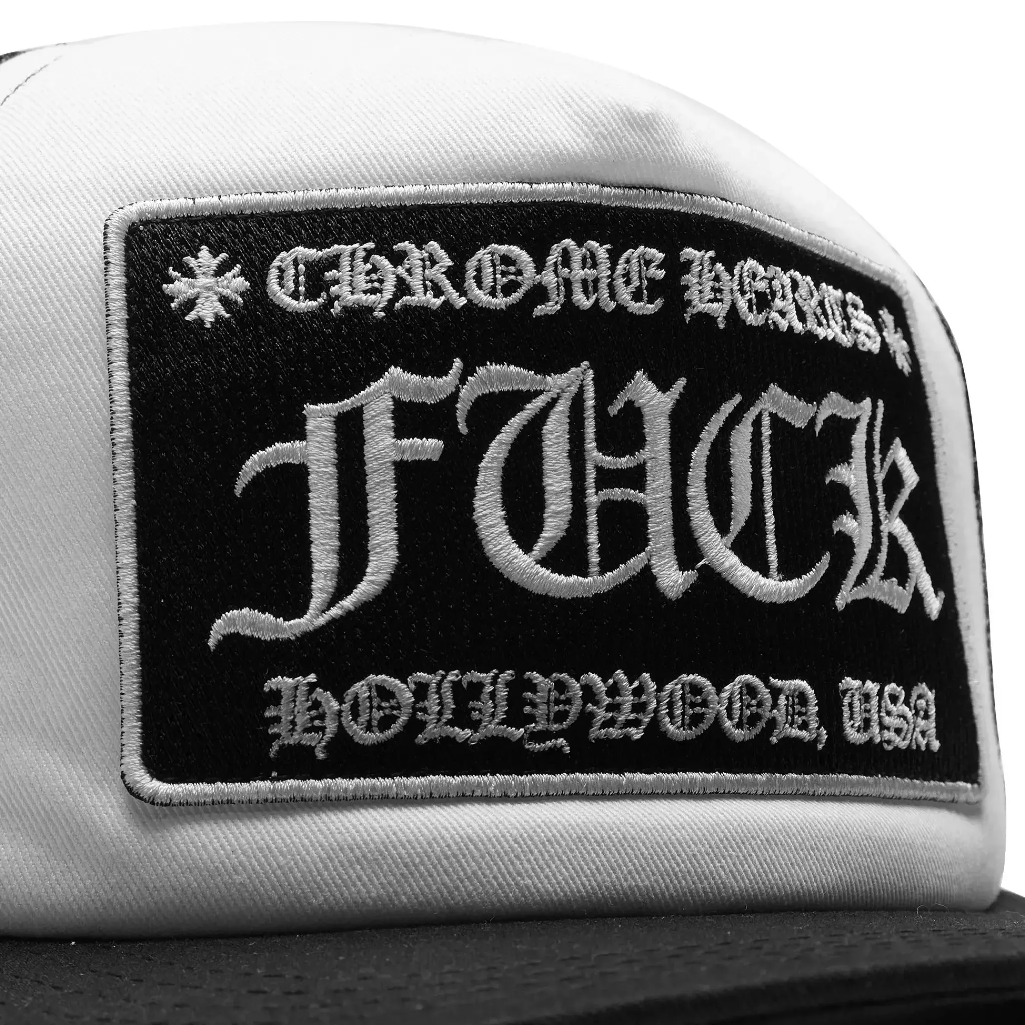 Chrome Hearts Fuck Hollywood White Black Trucker Cap< Hats & Caps
