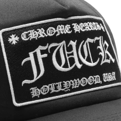 Chrome Hearts Fuck Hollywood Black Trucker Cap< Hats & Caps
