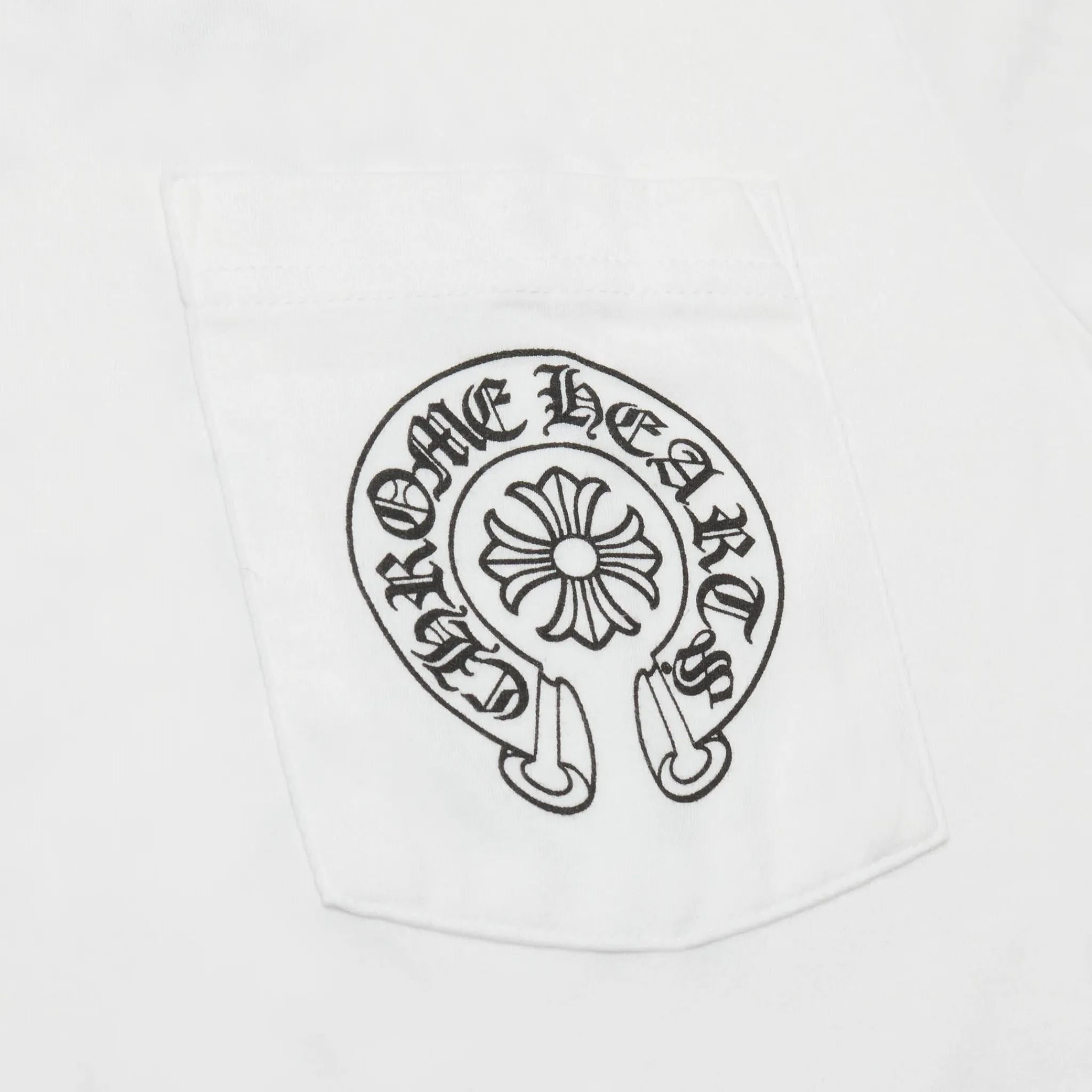 Chrome Hearts Horse Shoe Pocket Logo White T Shirt< T-shirts