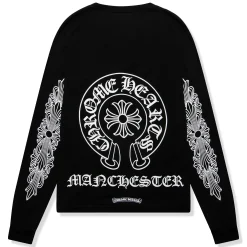 Chrome Hearts Manchester Exclusive Horse Shoe Pocket Logo L/S Black T Shirt< T-shirts