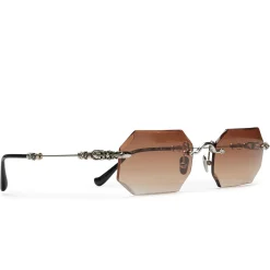 Chrome Hearts Pills III Custom Silver Brown Diamond Cut Sunglasses< Sunglasses