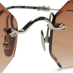 Chrome Hearts Pills III Custom Silver Brown Diamond Cut Sunglasses< Sunglasses
