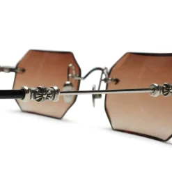 Chrome Hearts Pills III Custom Silver Brown Diamond Cut Sunglasses< Sunglasses