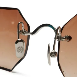 Chrome Hearts Pills III Custom Silver Brown Diamond Cut Sunglasses< Sunglasses