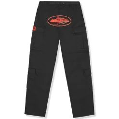 Corteiz Guerillaz Black Red Cargo Pants< Cargo Pants|Bottoms
