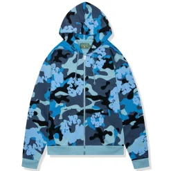 Denim Tears Blue Camo Cotton Wreath Zip-Up Hoodie< Matching Sets|Sweatshirts & Hoodies