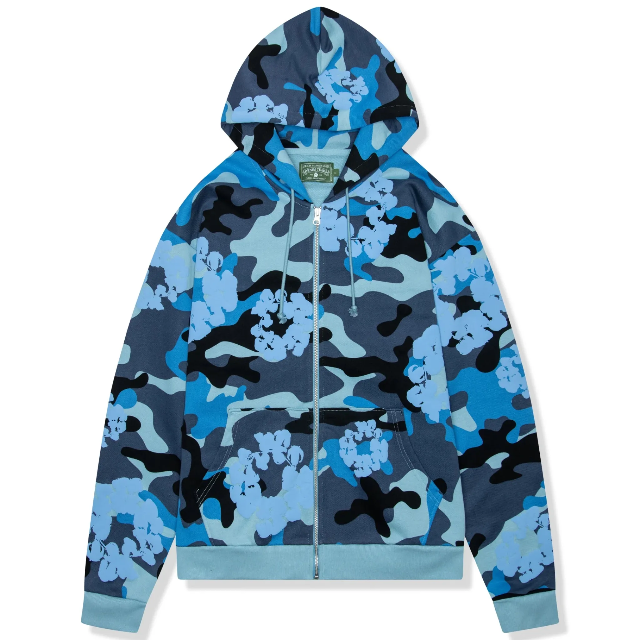 Denim Tears Blue Camo Cotton Wreath Zip-Up Hoodie< Matching Sets|Sweatshirts & Hoodies