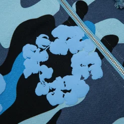 Denim Tears Blue Camo Cotton Wreath Zip-Up Hoodie< Matching Sets|Sweatshirts & Hoodies