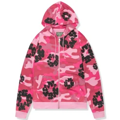 Denim Tears Pink Camo Cotton Wreath Zip-Up Hoodie< Sweatshirts & Hoodies
