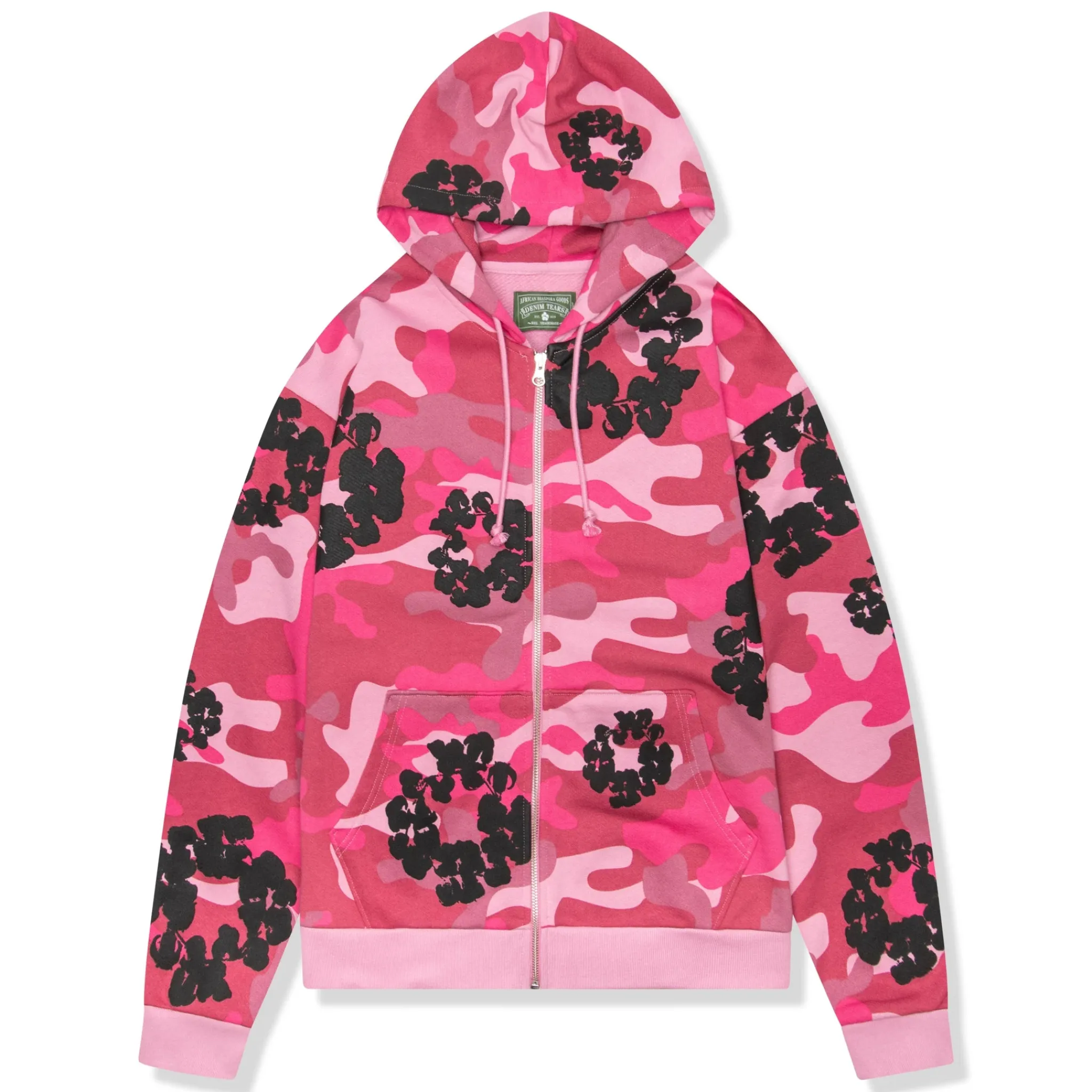 Denim Tears Pink Camo Cotton Wreath Zip-Up Hoodie< Sweatshirts & Hoodies