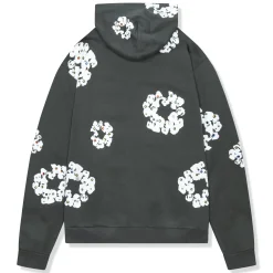 Denim Tears Rhinestone The Cotton Wreath Vintage Black Zip-Up Hoodie< Sweatshirts & Hoodies