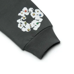 Denim Tears Rhinestone The Cotton Wreath Vintage Black Zip-Up Hoodie< Sweatshirts & Hoodies