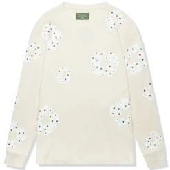 Denim Tears Rhinestone The Cotton Wreath Long-Sleeve Thermal Oatmeal T Shirt< T-shirts