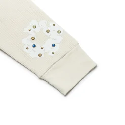 Denim Tears Rhinestone The Cotton Wreath Long-Sleeve Thermal Oatmeal T Shirt< T-shirts