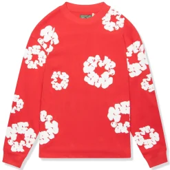Denim Tears The Cotton Wreath Long-Sleeve Red T Shirt< T-shirts