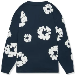 Denim Tears The Cotton Wreath Long-Sleeve Navy T Shirt< T-shirts