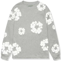 Denim Tears The Cotton Wreath Long-Sleeve Grey T Shirt< T-shirts