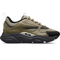 Dior B22 Khaki Black Calfskin Trainer< Designer Trainers