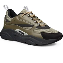 Dior B22 Khaki Black Calfskin Trainer< Designer Trainers