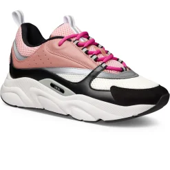 Dior B22 Pink White Black Calfskin Trainer< Designer Trainers