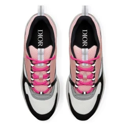 Dior B22 Pink White Black Calfskin Trainer< Designer Trainers
