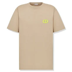 Dior CD Icon Relaxed Fit Cotton Beige T Shirt< T-shirts