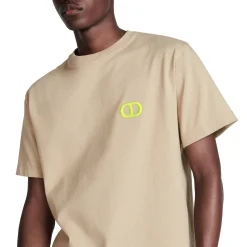 Dior CD Icon Relaxed Fit Cotton Beige T Shirt< T-shirts