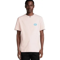 Dior CD Icon Relaxed Fit Cotton Pink T Shirt< T-shirts